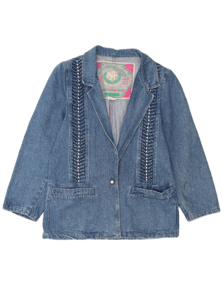 Bianca Maria Caselli Chaqueta vaquera con 1 botón para mujer, talla 40, color azul pequeño