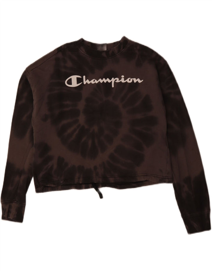 CHAMPION Sudadera con gráfico corto para mujer, talla 44, color marrón medio, teñido anudado