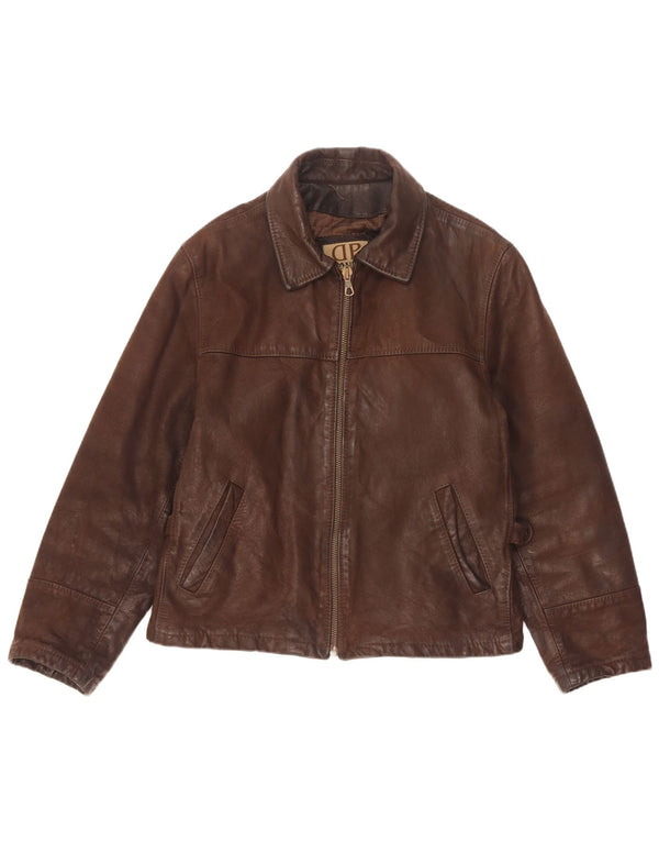 Donna Pelle Chaqueta de cuero holgada para hombre IT 46 Small Brown Leather