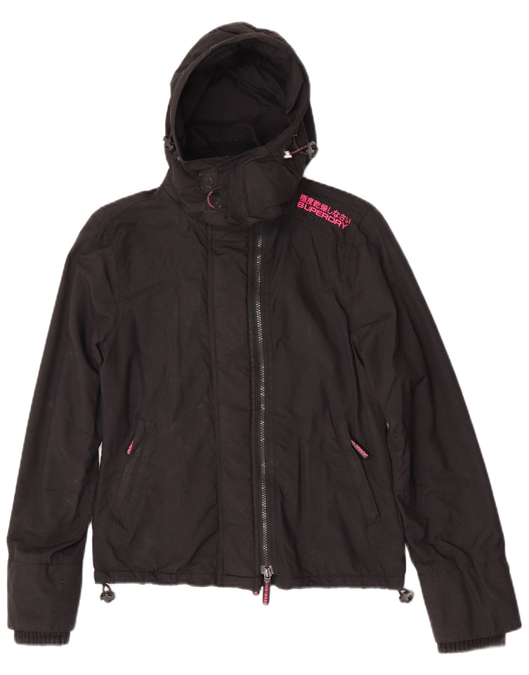 Superdry Chaqueta cortavientos con capucha para mujer UK 40 Small Black Nylon