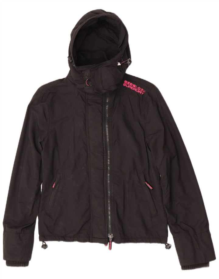 Superdry Chaqueta cortavientos con capucha para mujer UK 40 Small Black Nylon