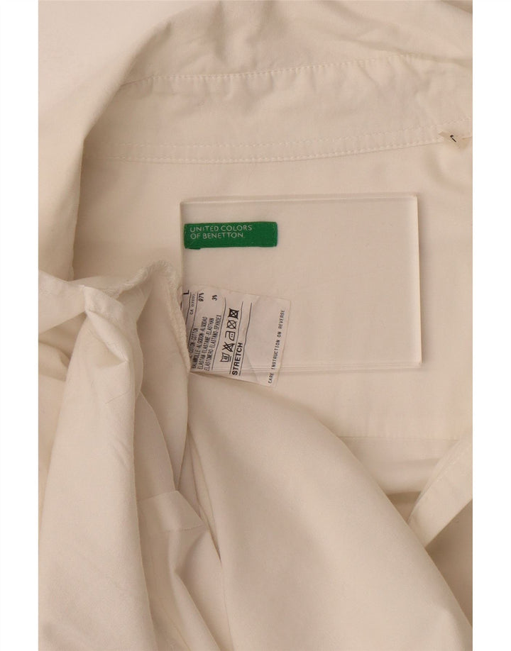 BENETTON Camisa tipo jersey para mujer UK 46 Grande Algodón blanco