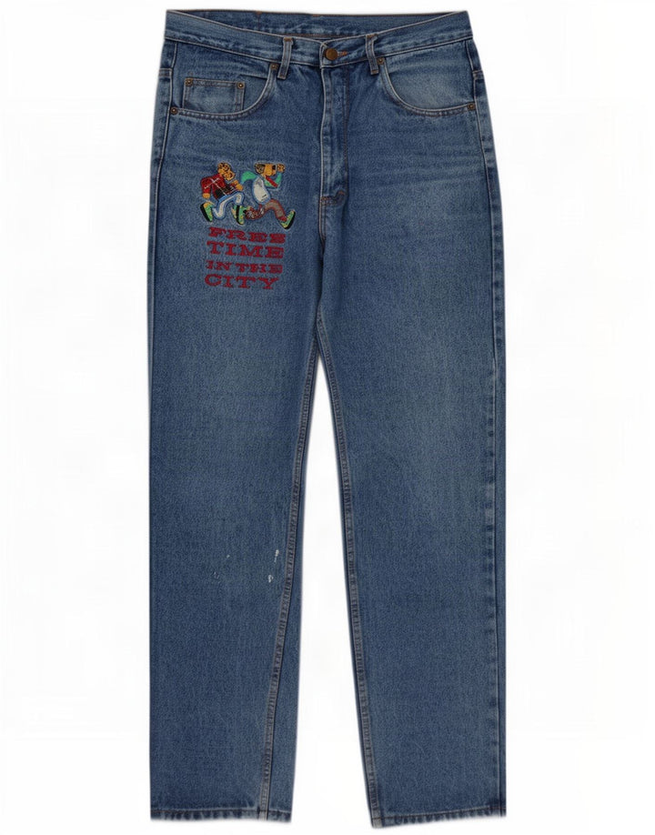 Base 92 Vaqueros cónicos gráficos para hombre IT 48 Mediano W32 L34 Algodón azul