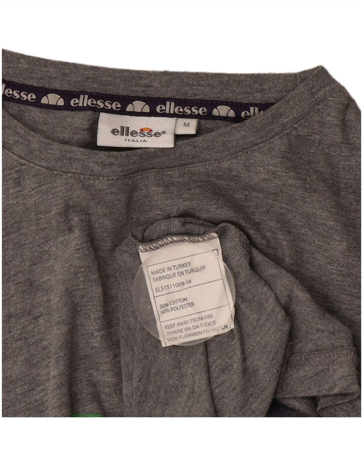 Ellesse Hombre Camiseta Top Algodón Colorblock Gris Medio