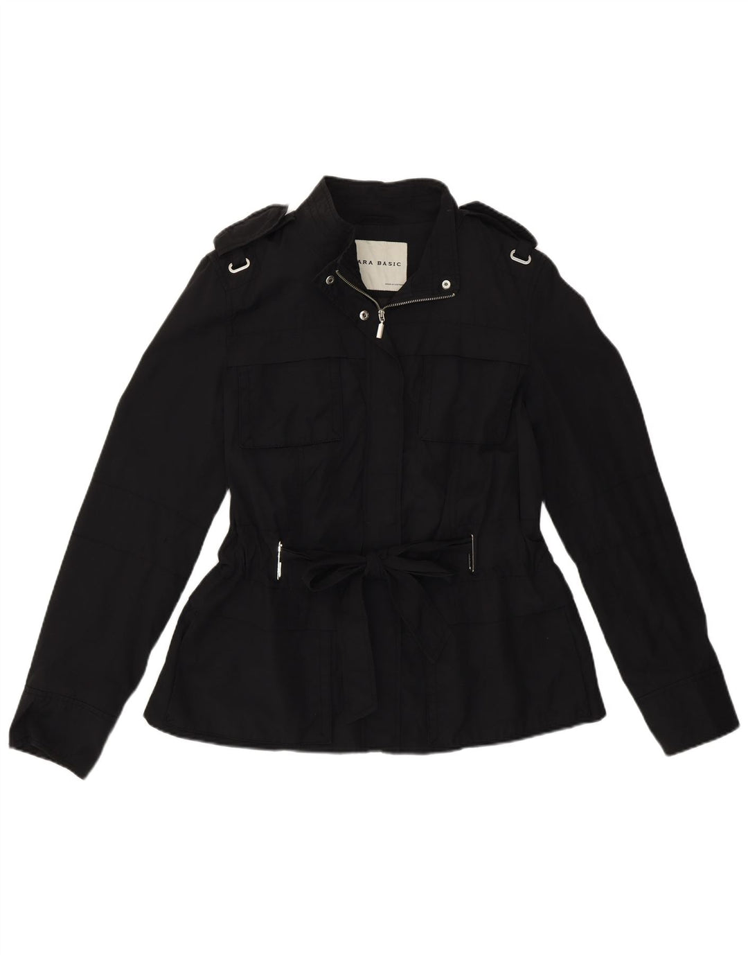 Zara Chaqueta Militar Utilitaria para Mujer Reino Unido 46 Grande Negro