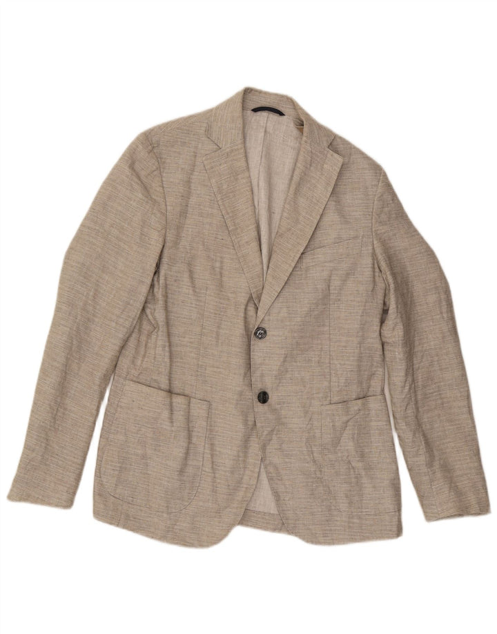 Libero Chaqueta tipo blazer de 2 botones para hombre IT 48 Lino beige medio