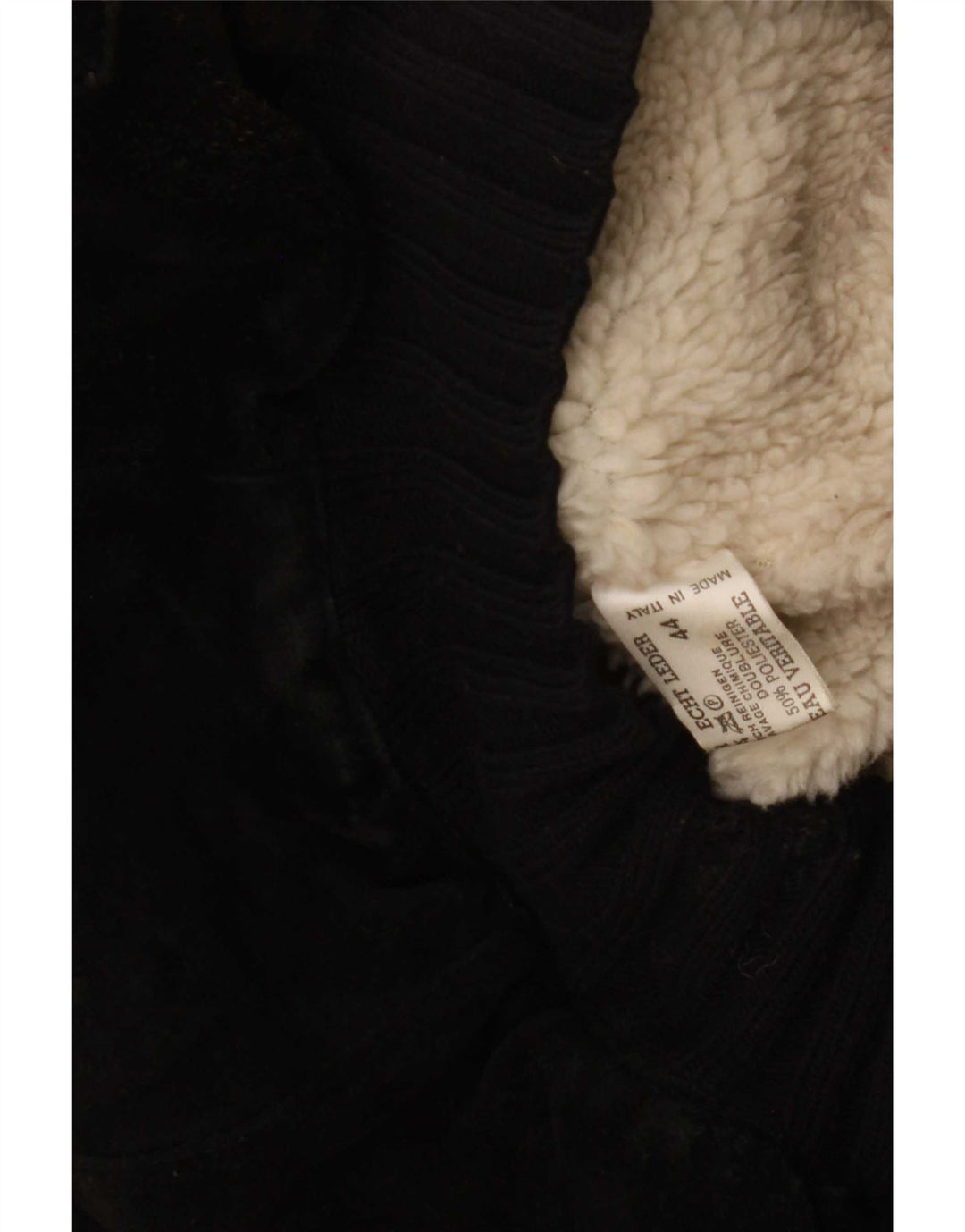 Vintage hombres Sherpa chaqueta de cuero IT 44 XS negro retro