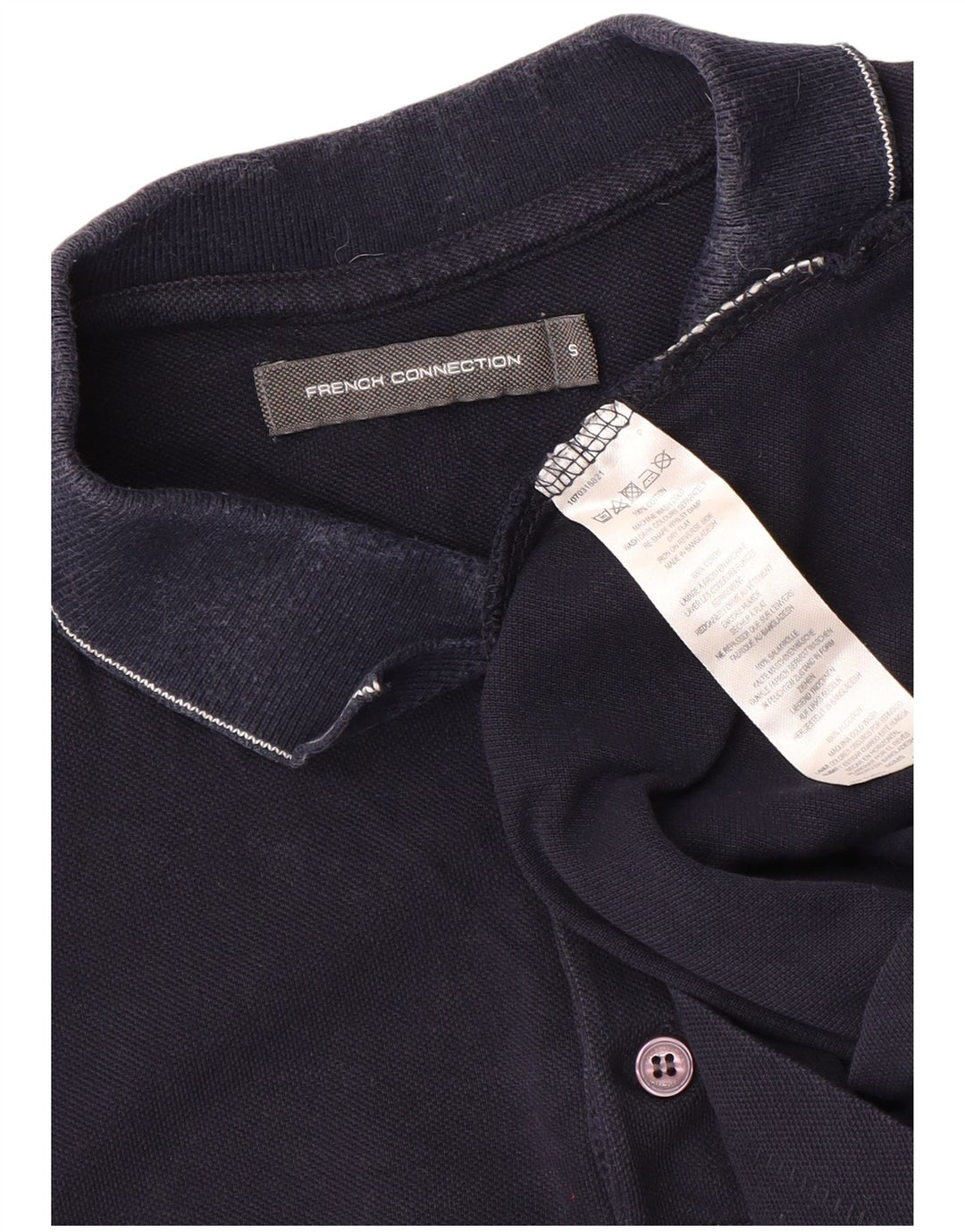FRENCH CONNECTION Polo para hombre pequeño azul marino algodón