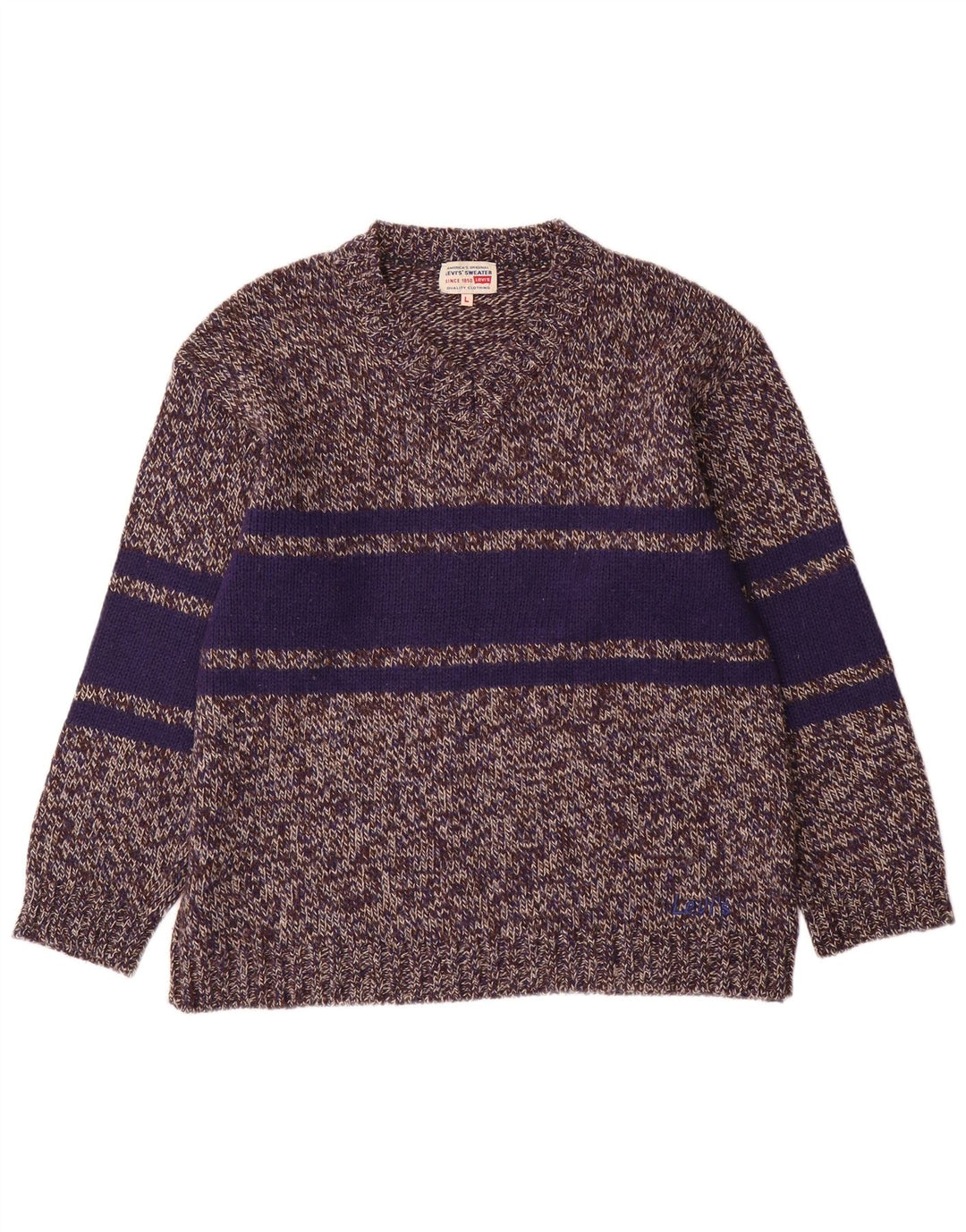 Levi's Jersey con cuello en V para hombre, talla grande, poliacrílico con bloques de color gris