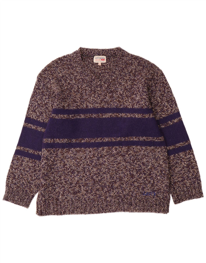 Levi's Jersey con cuello en V para hombre, talla grande, poliacrílico con bloques de color gris