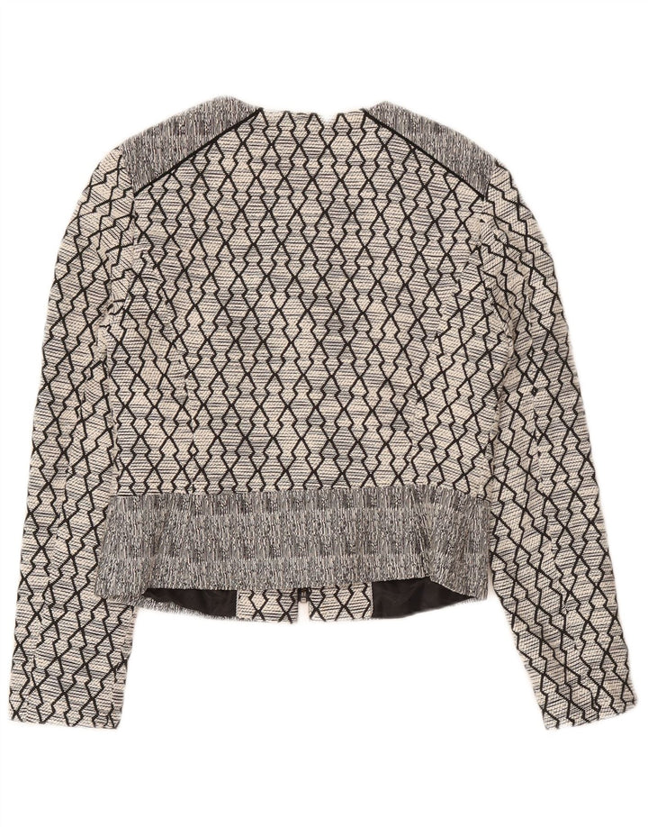 Marks & Spencer Chaqueta Blazer para Mujer Reino Unido 8 Pequeña Algodón Geométrico Negro