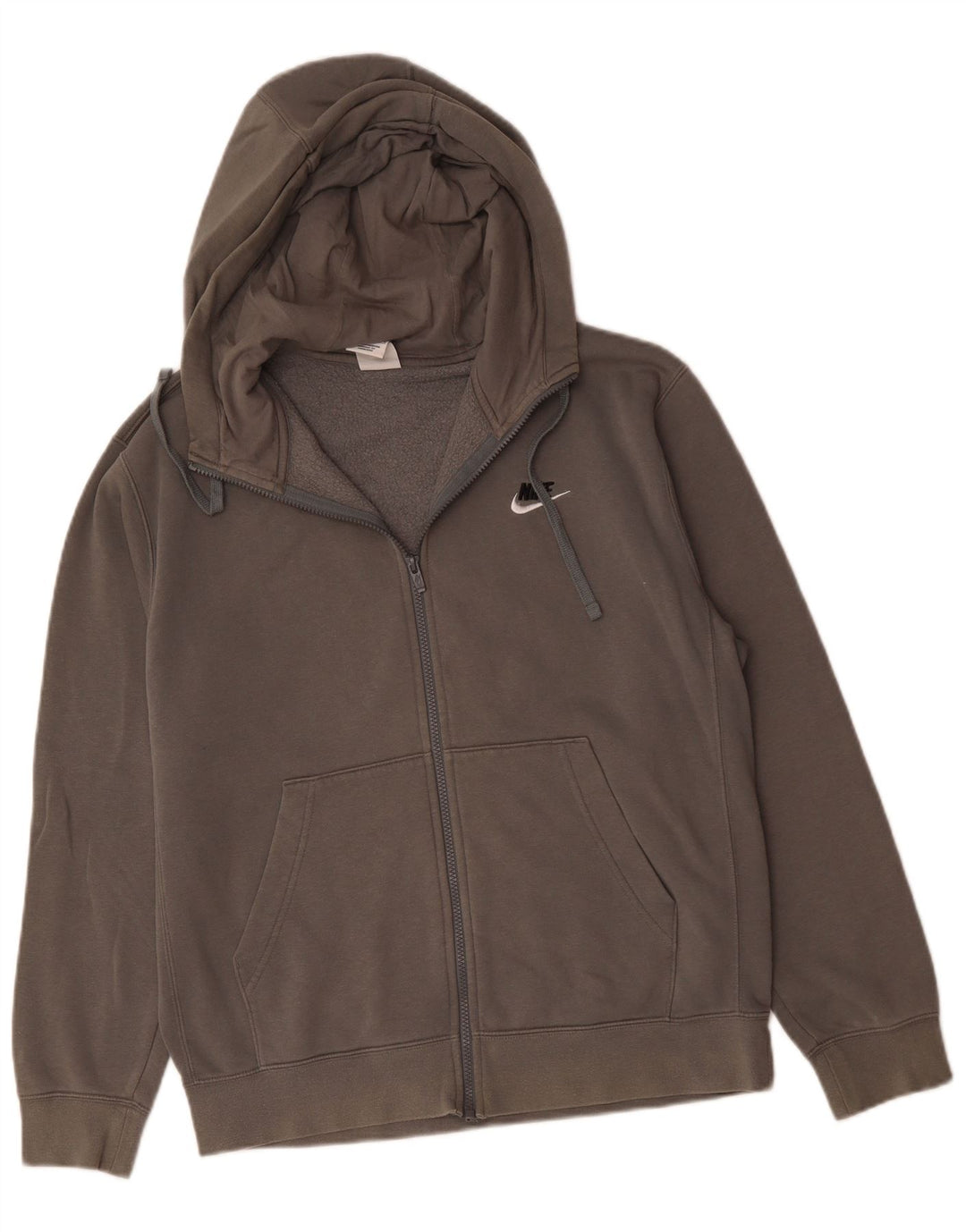 NIKE Sudadera con capucha y cremallera para hombre, algodón gris medio
