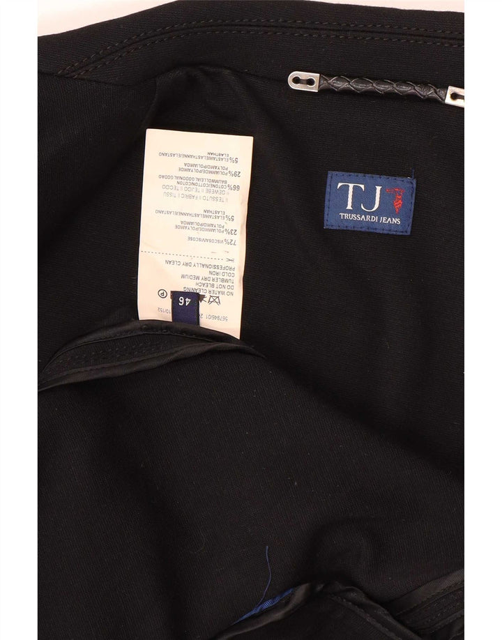 Chaqueta tipo blazer de 2 botones para mujer Trussardi Jeans IT 46 Large Viscosa negra
