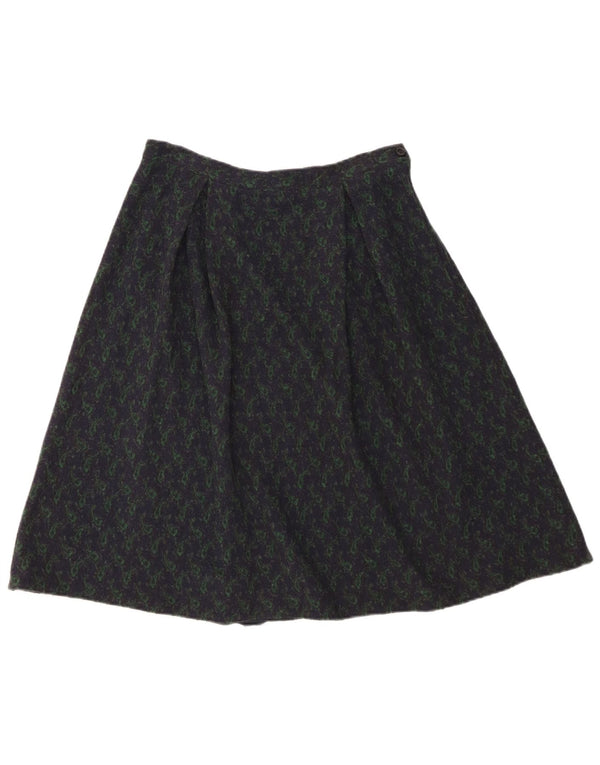 Vintage mujer A-Line falda W28 medio azul marino Paisley