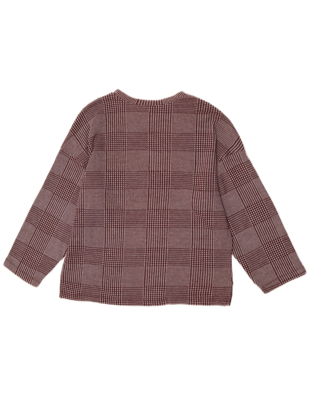 Zara Mujer Top Manga 3/4 UK 44 Medium Borgoña Cuadros