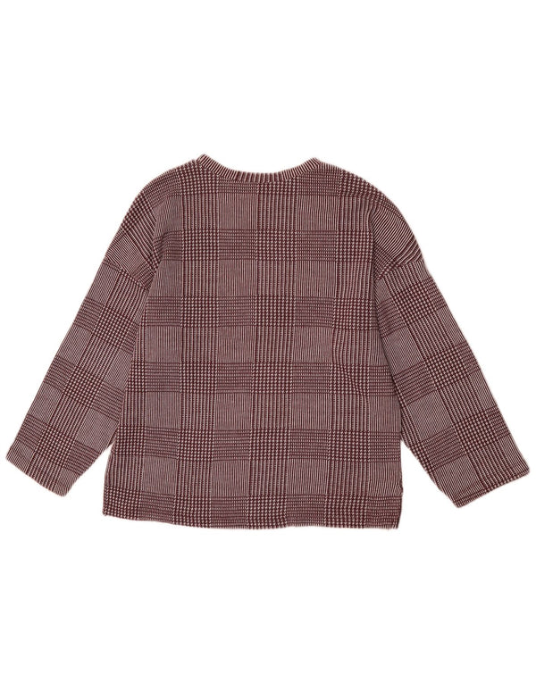 Zara Mujer Top Manga 3/4 UK 44 Medium Borgoña Cuadros