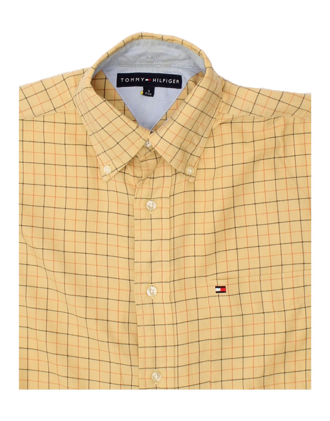 TOMMY HILFIGER Camisa de hombre Small Yellow Check Cotton