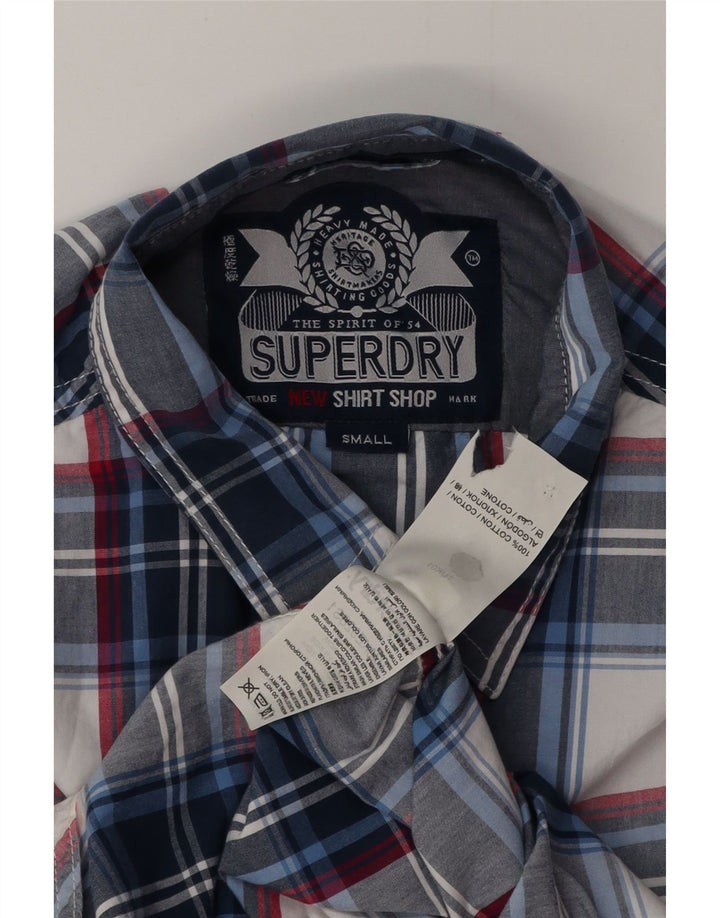 SUPERDRY Camisa Hombre Pequeña Algodón A Cuadros Azul Marino