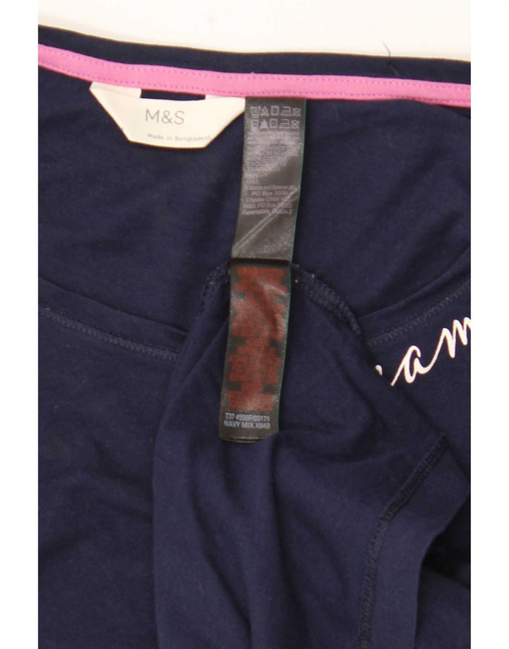 Marks & Spencer Top para mujer de manga larga UK 44 Algodón azul marino mediano