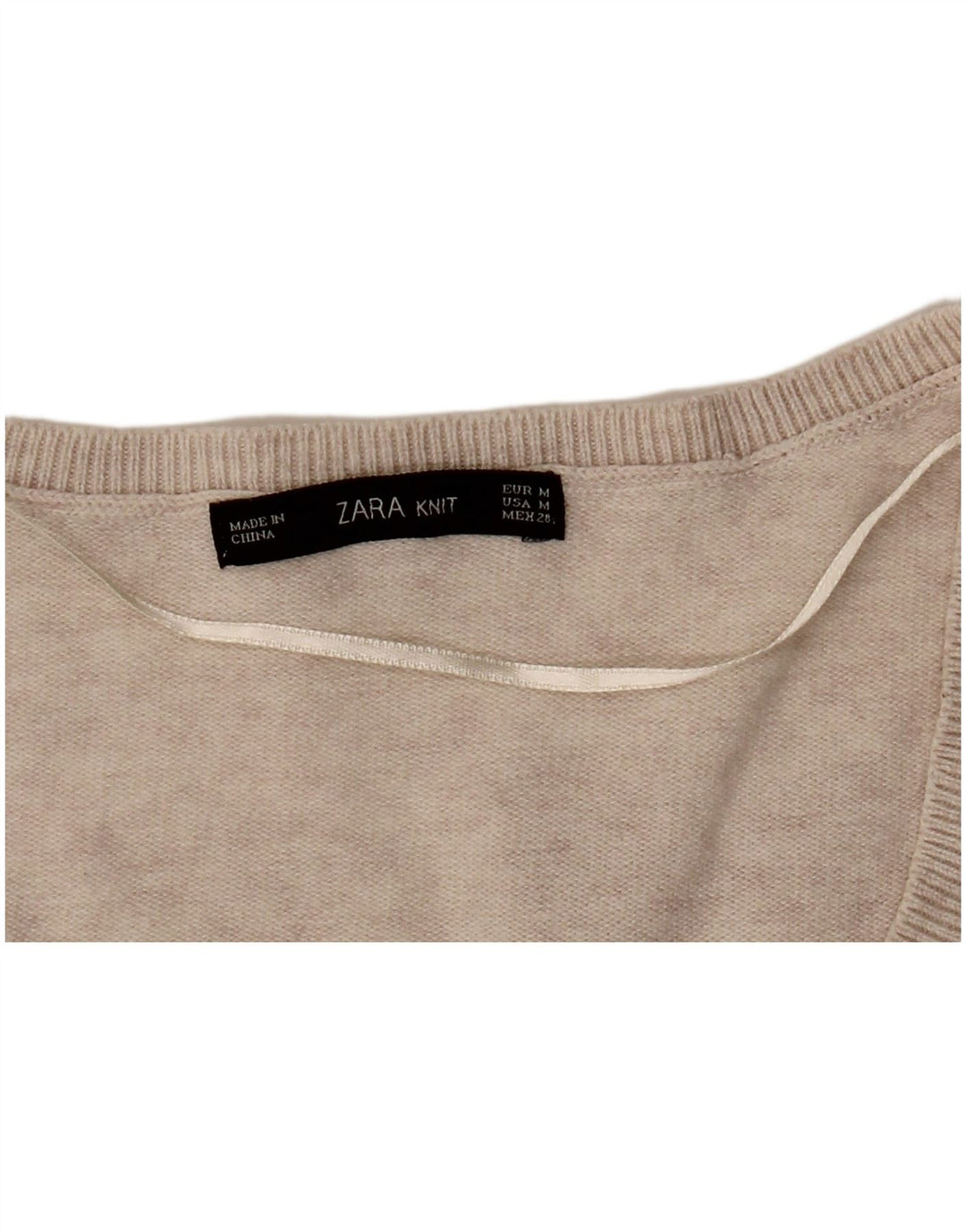 Zara Mujer Jersey Oversize con Cuello en V UK 44 Medio Beige