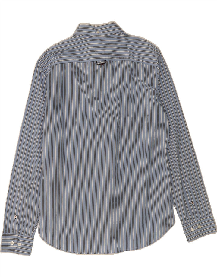 TOMMY HILFIGER Mens Slim Fit Shirt Medium Blue Striped Cotton Vintage Tommy Hilfiger and Second-Hand Tommy Hilfiger from Messina Hembry 
