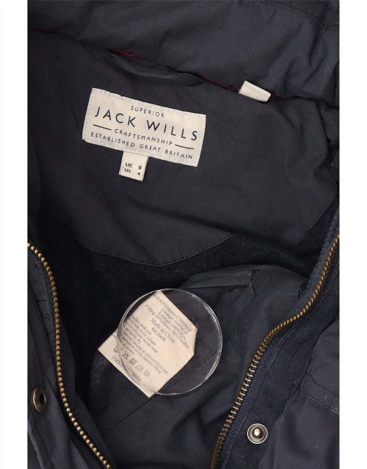 Jack Wills Chaqueta acolchada con capucha para mujer UK 8 Small Poliéster azul marino