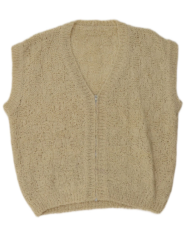 Vintage mujer oversize sin mangas Cardigan suéter Reino Unido 18 XL Off White