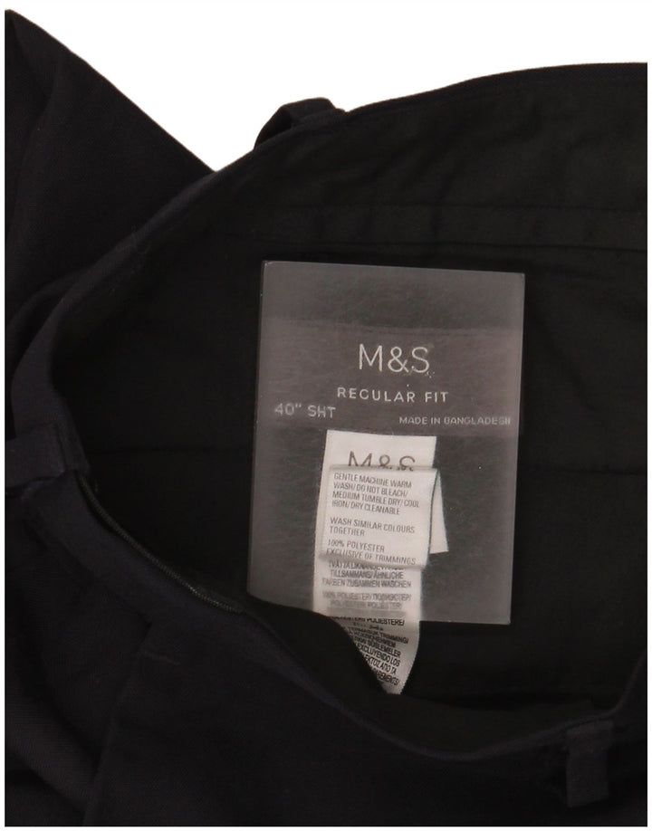 Marks & Spencer Pantalón chino de corte regular para hombre W40 L29 Poliéster azul marino