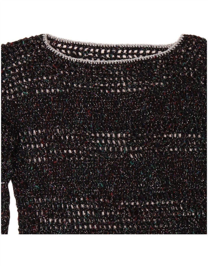 VINTAGE Mujer Barco Cuello Jersey Suéter Reino Unido 12 Medio Multicolor Flecked