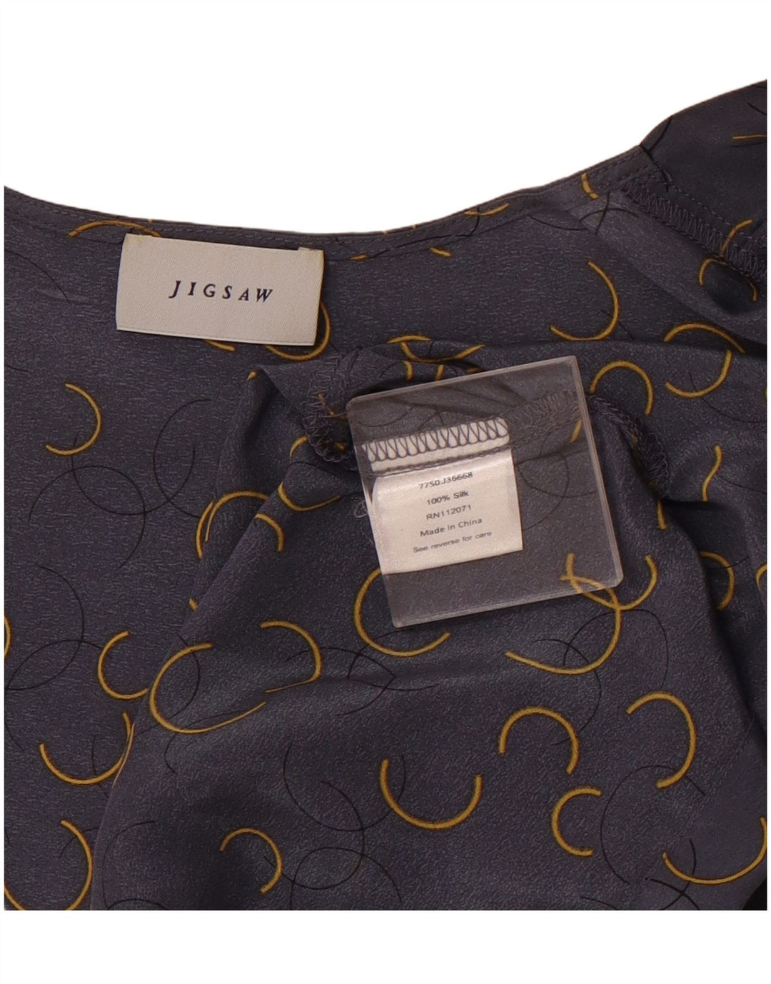 JIGSAW Cárdigan de manga corta para mujer UK 40 XL Seda geométrica gris