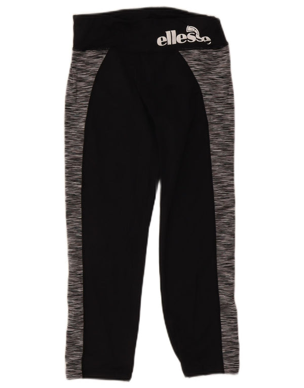 Ellesse Leggings capri gráficos para mujer UK 40 Small Black Colourblock Nylon