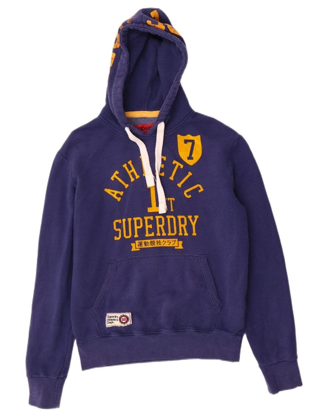 SUPERDRY Jersey con capucha y gráfico para hombre de algodón azul grande