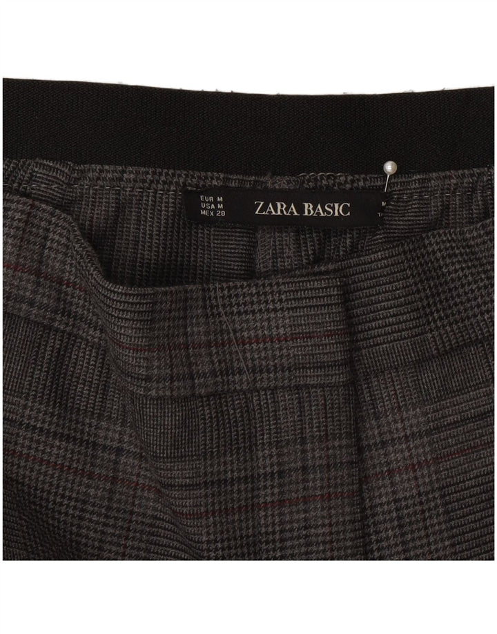 Zara Mujer Pantalón Chino Slim Fit Mediano W28 L27 Gris Pata De Gallo