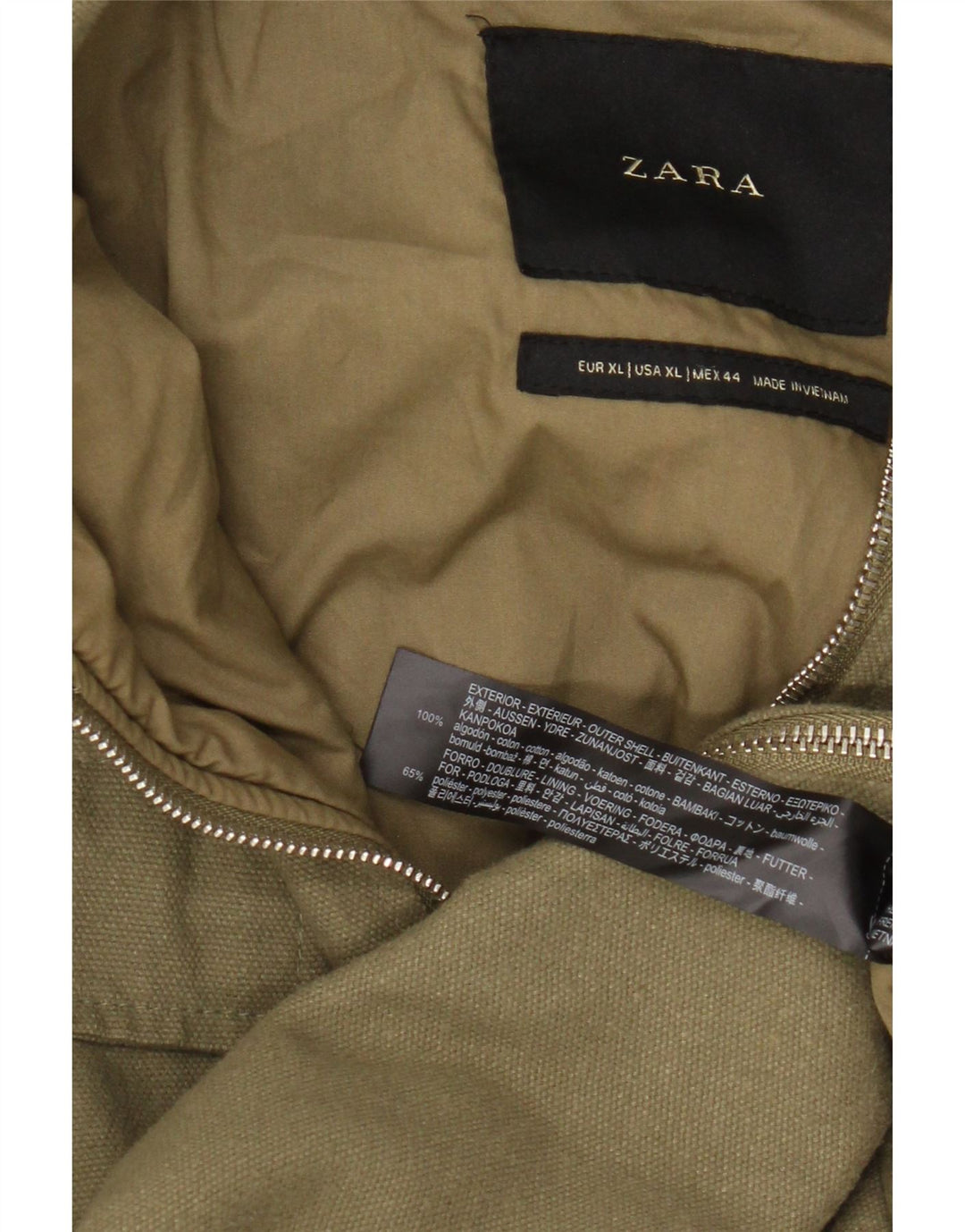 Zara Mens Utility Jacket UK 42 XL Algodón Caqui