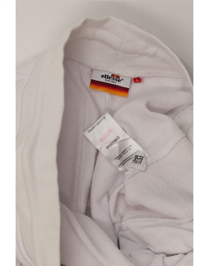 ELLESSE Hombre Heritage Graphic Pantalones De Chándal Grande Blanco Colorblock