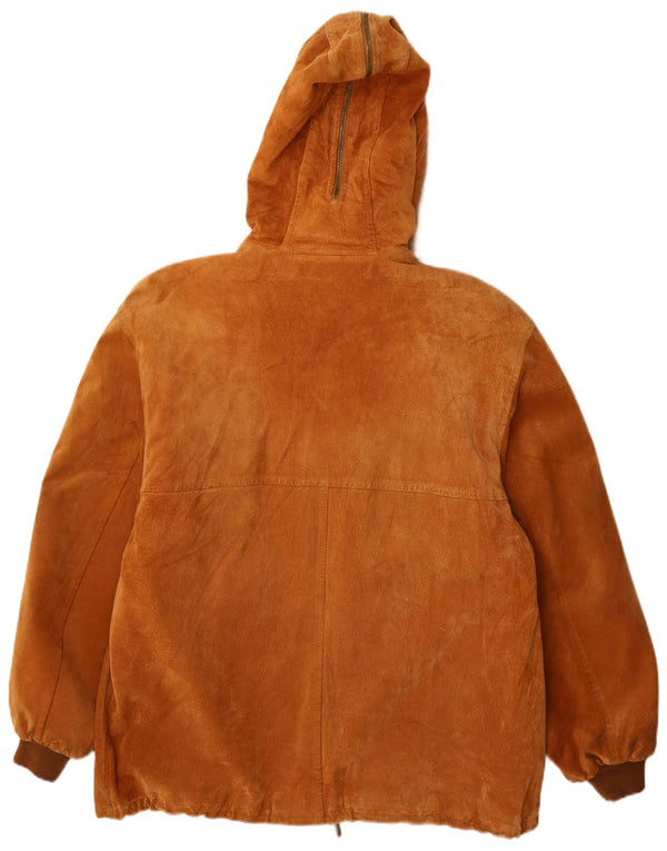 Fabiani Chaqueta De Ante Con Capucha Para Hombre IT 48 Cuero Marrón Medio