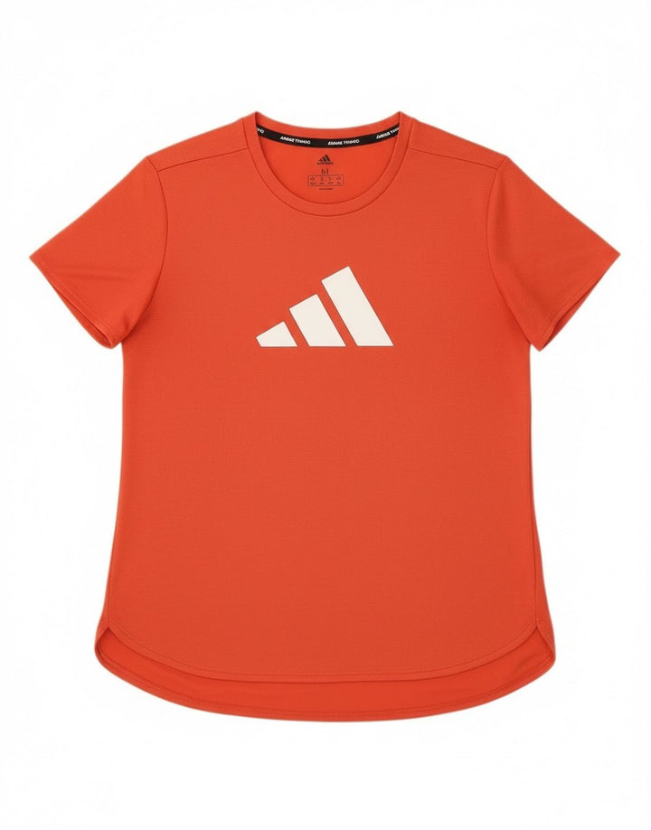 Adidas Camiseta gráfica para mujer Top UK 12/14 Medio Naranja Poliéster