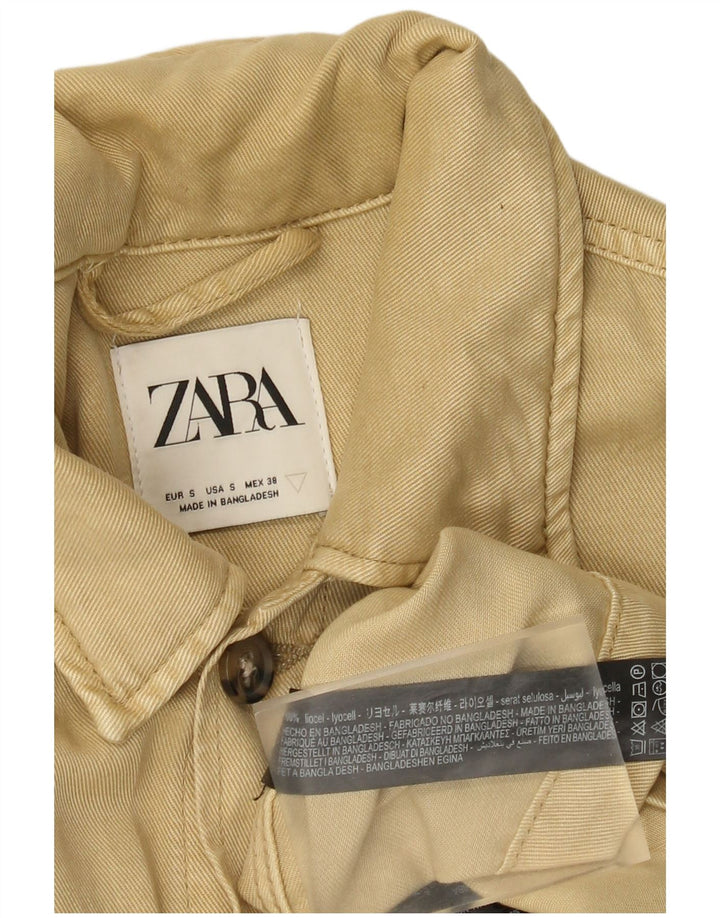 Zara Mens Utility Jacket UK 36 Small Beige Lyocell