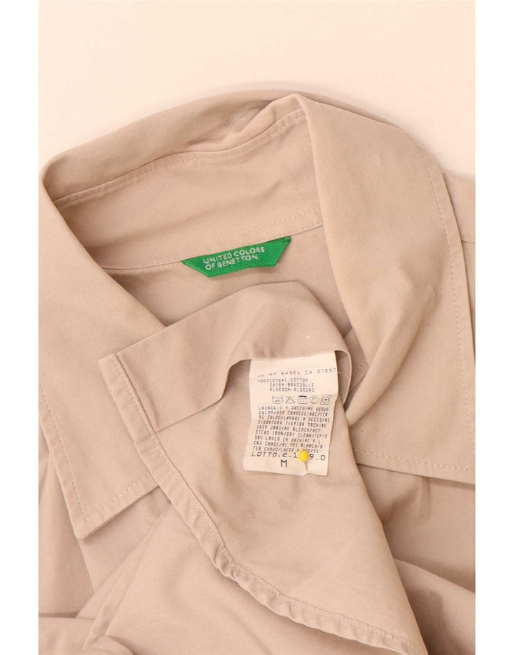 Benetton Camisa Militar Militar Algodón Beige Medio Hombre