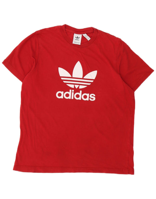 Adidas - Camiseta gráfica para hombre, talla grande, algodón rojo