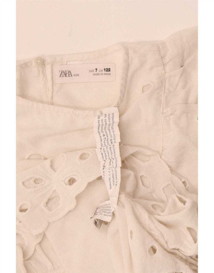 Zara Blusa Niña Top 6-7 Años Blanco Algodón