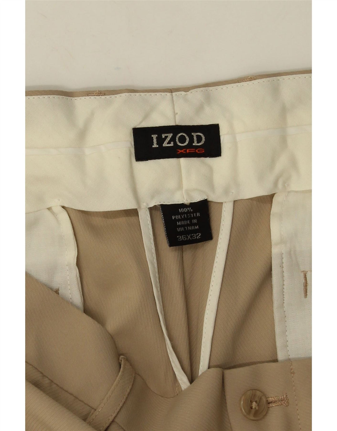 Pantalón Chino Recto Izod Hombre W36 L32 Poliéster Beige
