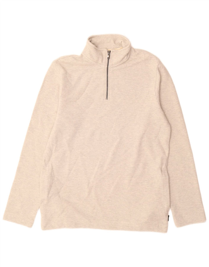 Ted Baker - Sudadera con cuello y cremallera para hombre, talla 2, algodón gris pequeño