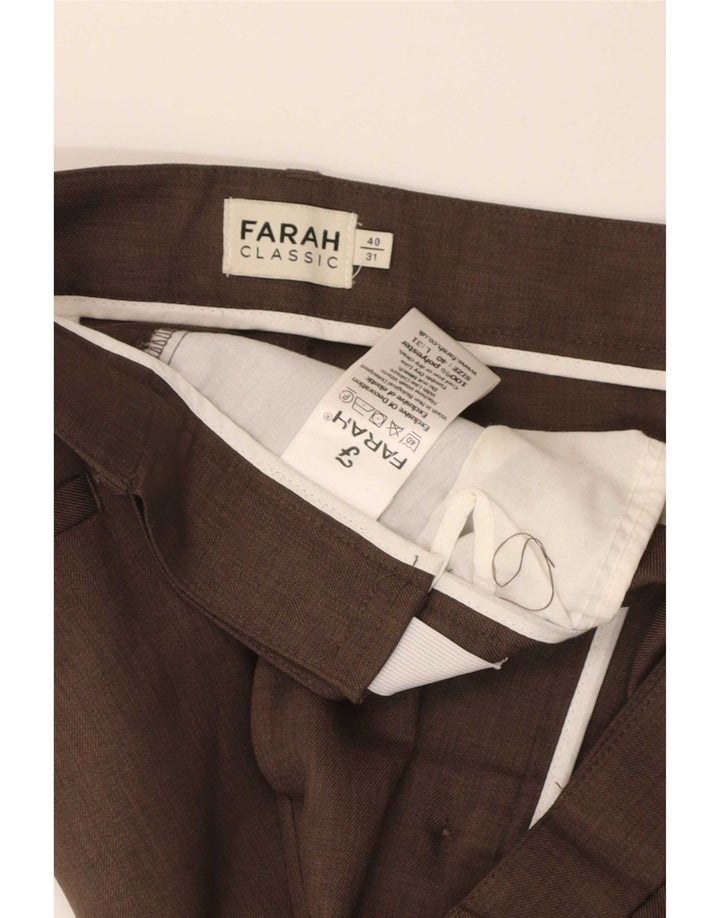 Farah Hombre Pantalón Chino Recto W40 L31 Poliéster Marrón