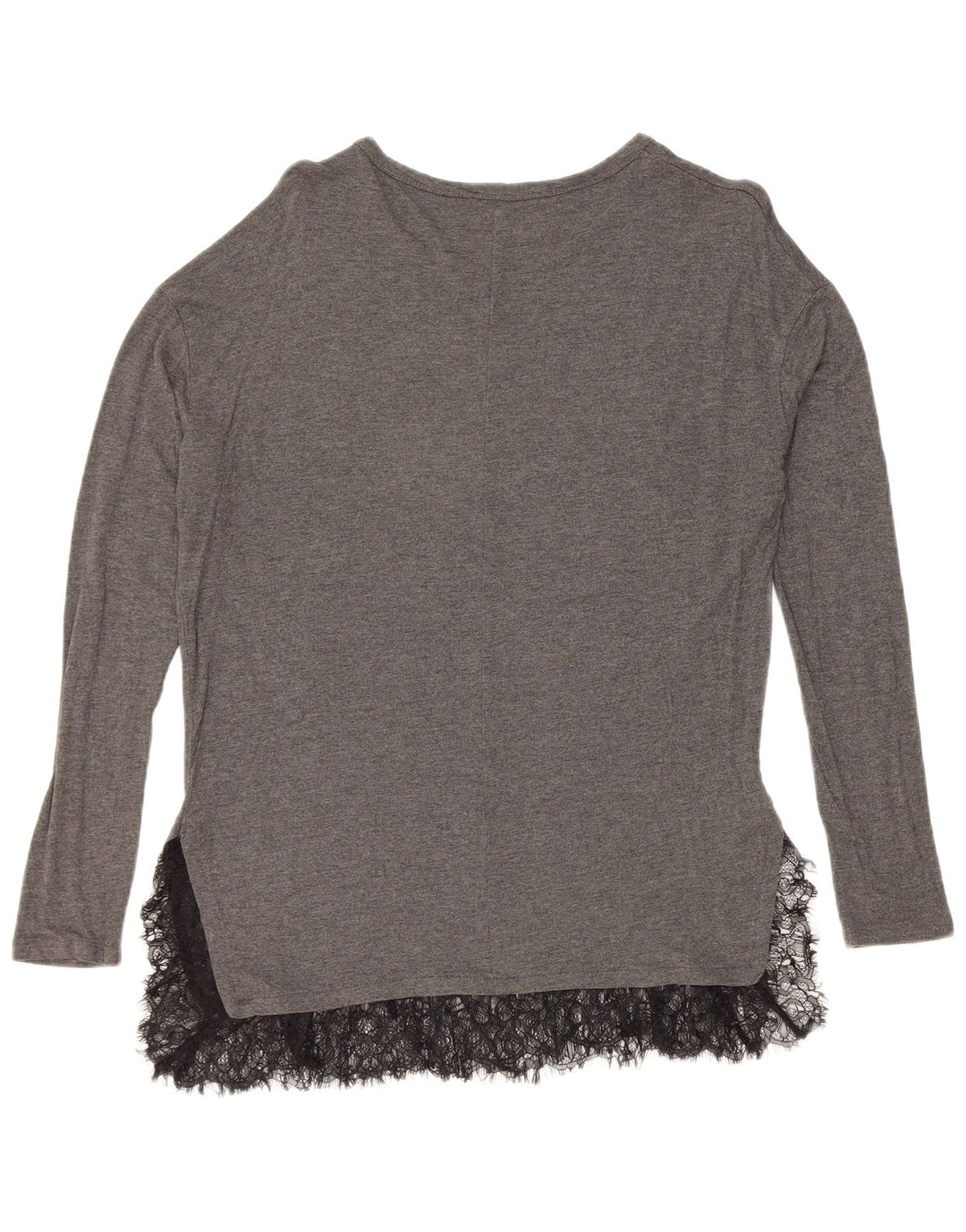 Zara Mujer Blusa De Manga Larga Top UK 44 Gris Medio