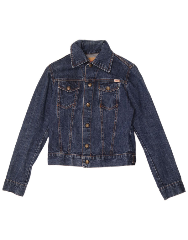 Zu Elements Womens Crop Denim Jacket IT 40 Small Blue Cotton