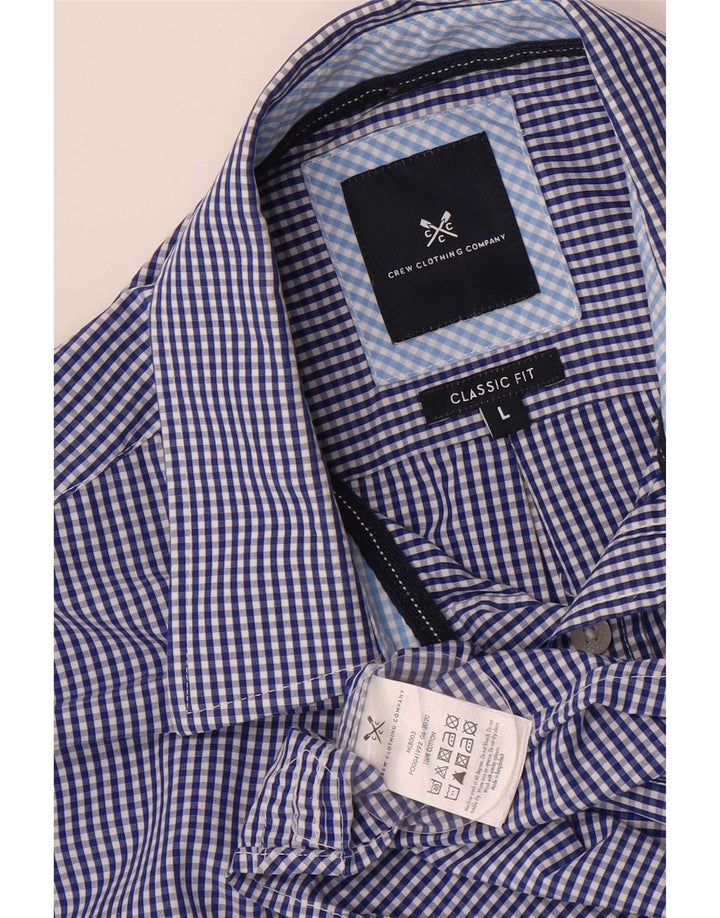 Crew Clothing Camisa de corte clásico para hombre Algodón a cuadros azul grande