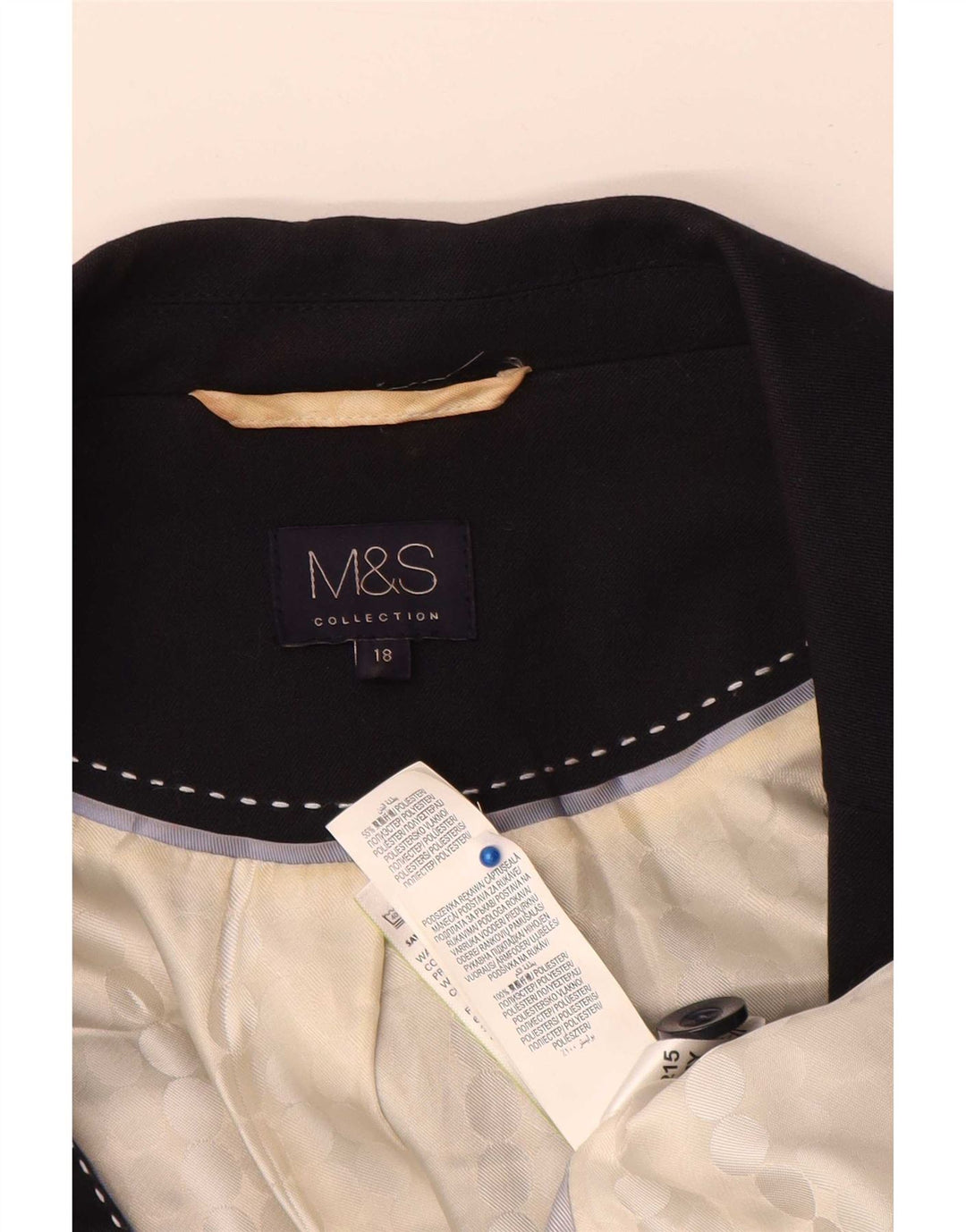 Marks & Spencer Chaqueta tipo blazer con 1 botón para mujer UK 40 XL Poliéster azul marino