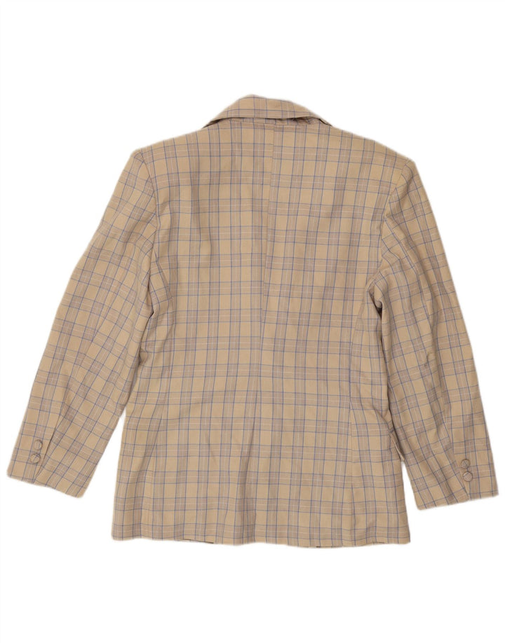 Okay Chaqueta tipo blazer de 2 botones para mujer IT 44 Lana a cuadros beige mediana