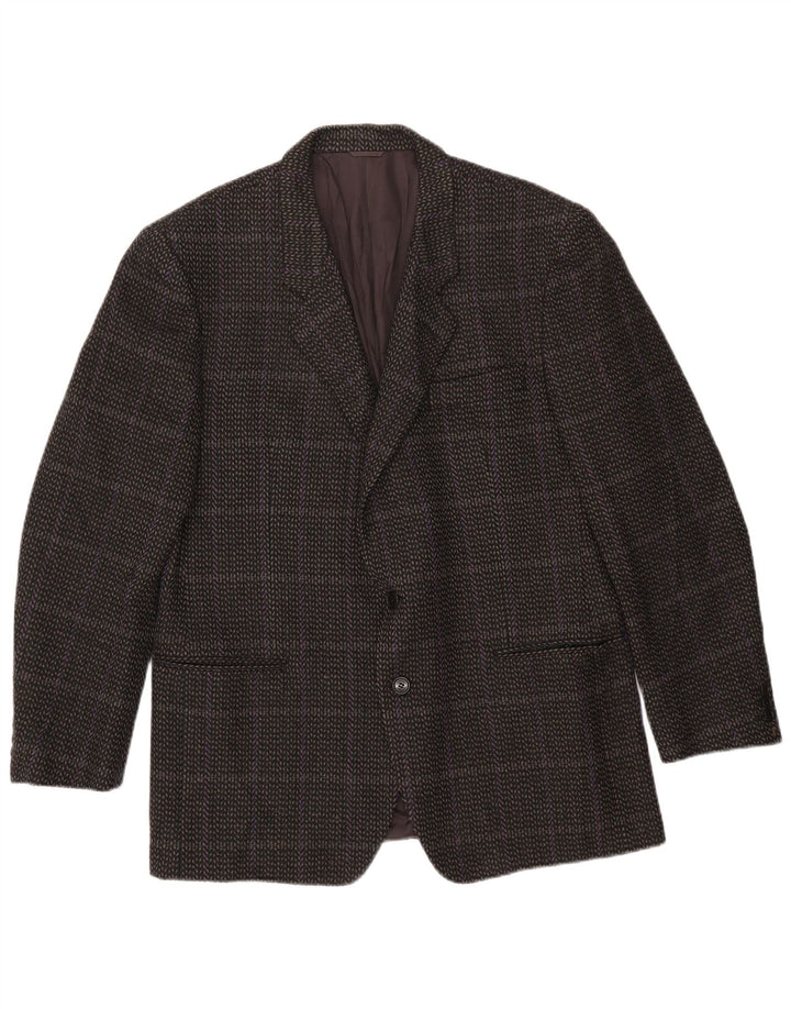 Cerruti 1881 Chaqueta tipo blazer con 2 botones para hombre IT 54 2XL Lana de cordero a cuadros grises